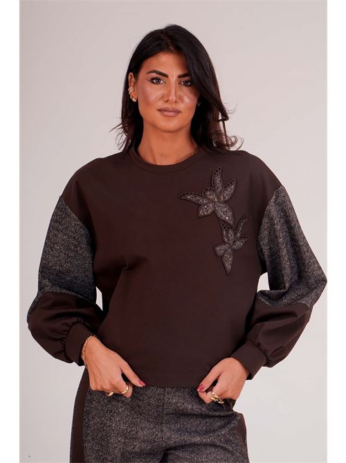 Felpa con fiore e paillettes GM by Gai Mattiolo | GM4333ACCMORO